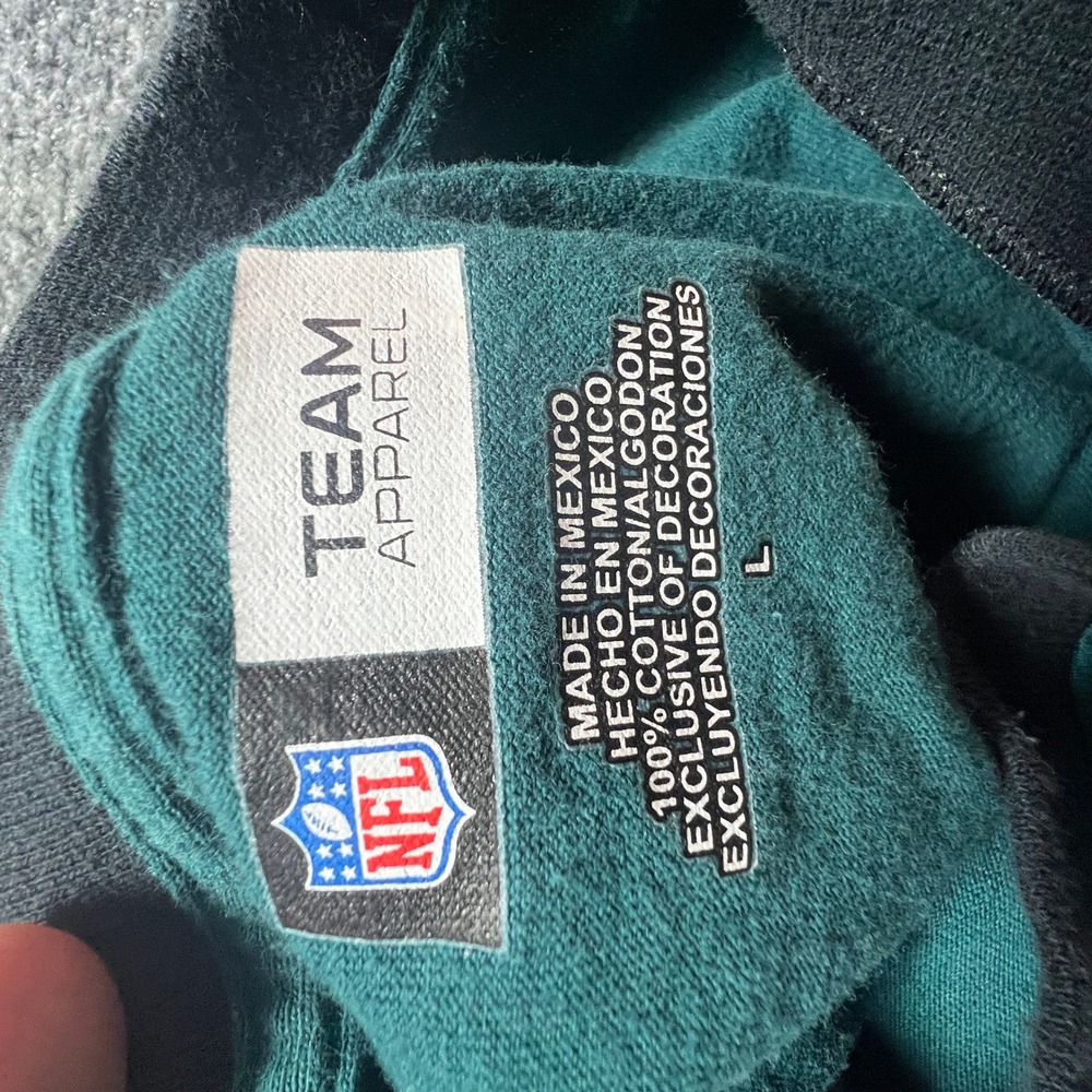 NFL Team Apparel Philadelphia Eagles Raglan Long Sleeve Shirt Green Black Mens L - Picture 6 of 8